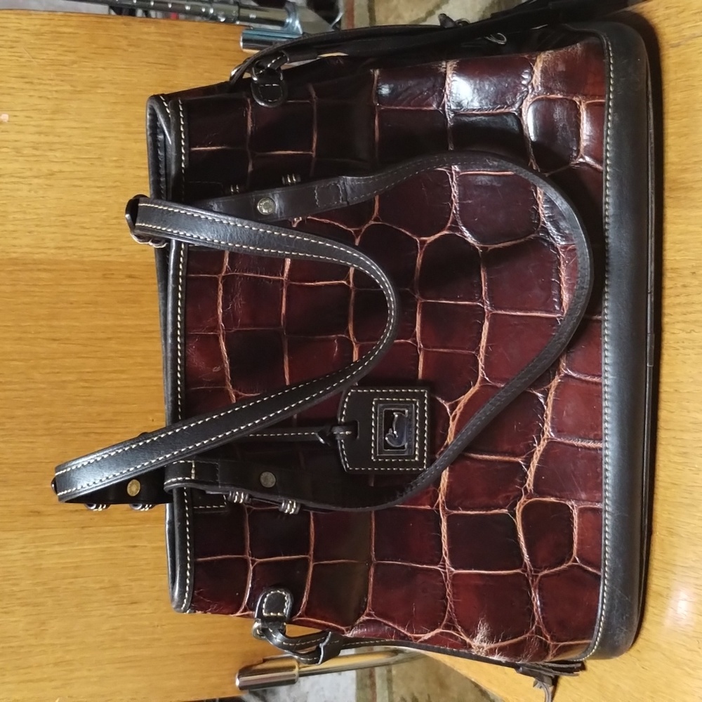Dooney & Bourke Brown Croc-Embossed Shoulder Bag EUC